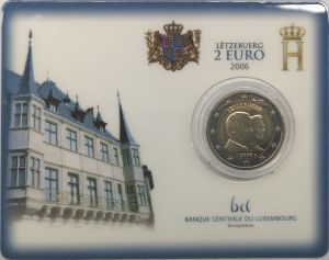 LUXEMBOURG 2 EURO 2006 - 25TH BIRTHDAY OF HEREDITARY GRAND DUKE - COIN CARD